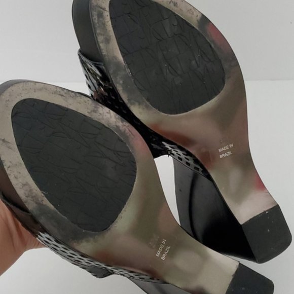 Luxury Diane Von Furstenburg black wedge sandals - Picture 3 of 6